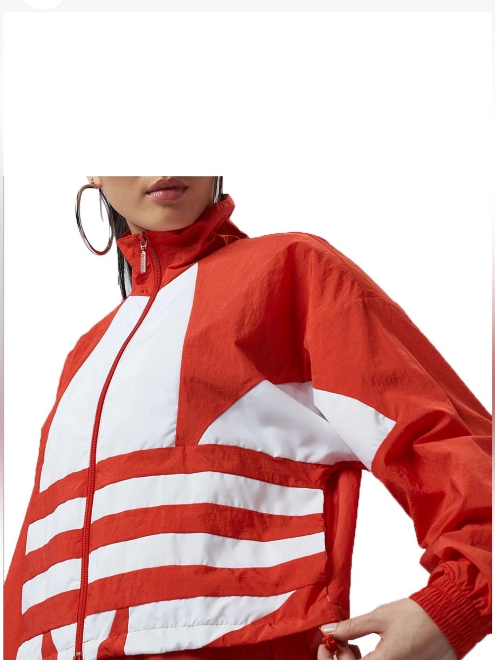 Adidas original large trefoil logo Red and White Women's Track Training Jacket